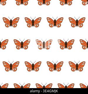 Butterflies in a repeat pattern on a simple background with no clutter or distractions showing symmetry in design Stock Vector