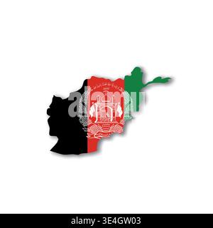 Afghanistan - white 3D silhouette map of country area with dropped shadow on white background. Simple flat vector illustration. Stock Vector