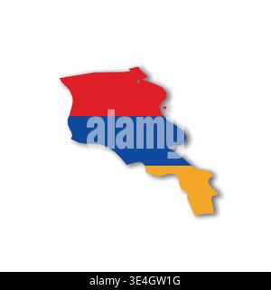 Armenia - white 3D silhouette map of country area with dropped shadow on white background. Simple flat vector illustration. Stock Vector