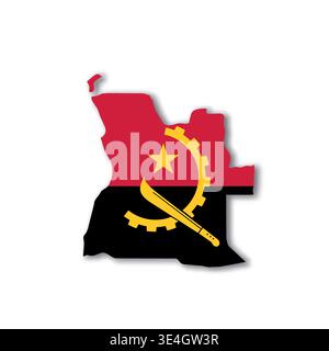 Angola - white 3D silhouette map of country area with dropped shadow on white background. Simple flat vector illustration. Stock Vector