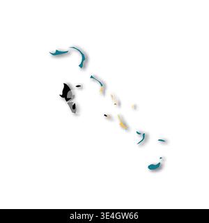 The Bahamas - white 3D silhouette map of country area with dropped shadow on white background. Simple flat vector illustration. Stock Vector