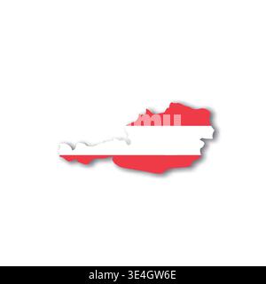 Austria - white 3D silhouette map of country area with dropped shadow on white background. Simple flat vector illustration. Stock Vector