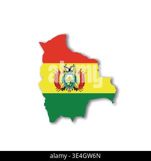 Bolivia - white 3D silhouette map of country area with dropped shadow on white background. Simple flat vector illustration. Stock Vector