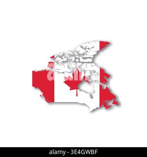 Canada - white 3D silhouette map of country area with dropped shadow on white background. Simple flat vector illustration. Stock Vector