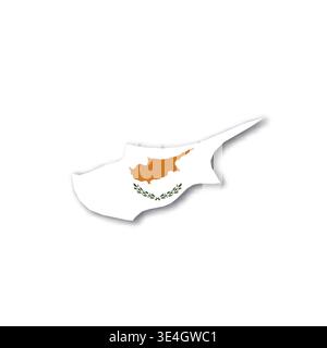 Cyprus - white 3D silhouette map of country area with dropped shadow on white background. Simple flat vector illustration. Stock Vector