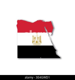 Egypt - white 3D silhouette map of country area with dropped shadow on white background. Simple flat vector illustration. Stock Vector