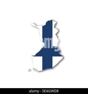 Finland - white 3D silhouette map of country area with dropped shadow on white background. Simple flat vector illustration. Stock Vector