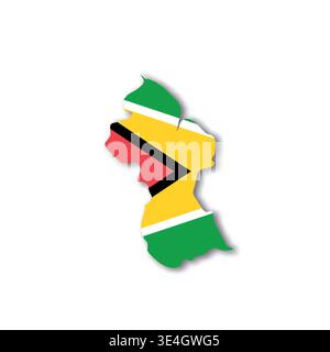 Guyana - white 3D silhouette map of country area with dropped shadow on white background. Simple flat vector illustration. Stock Vector