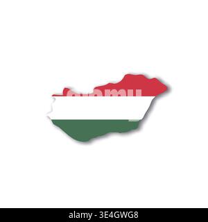 Hungary - white 3D silhouette map of country area with dropped shadow on white background. Simple flat vector illustration. Stock Vector