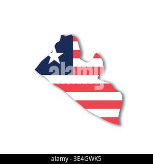 Liberia - white 3D silhouette map of country area with dropped shadow on white background. Simple flat vector illustration. Stock Vector