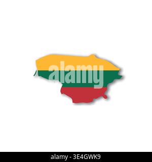 Lithuania - white 3D silhouette map of country area with dropped shadow on white background. Simple flat vector illustration. Stock Vector