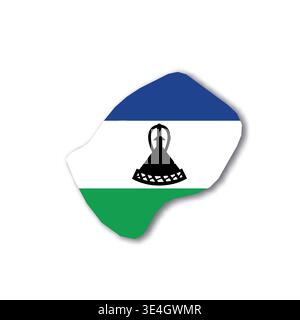 Lesotho - white 3D silhouette map of country area with dropped shadow on white background. Simple flat vector illustration. Stock Vector