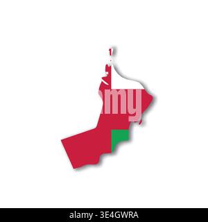 Oman - white 3D silhouette map of country area with dropped shadow on white background. Simple flat vector illustration. Stock Vector