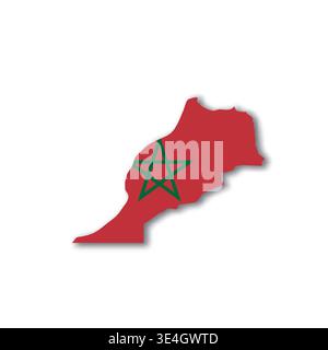 Morocco - white 3D silhouette map of country area with dropped shadow on white background. Simple flat vector illustration. Stock Vector