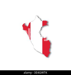 Peru - white 3D silhouette map of country area with dropped shadow on white background. Simple flat vector illustration. Stock Vector