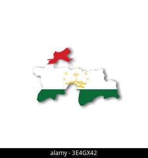 Tajikistan - white 3D silhouette map of country area with dropped shadow on white background. Simple flat vector illustration. Stock Vector