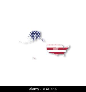 United States of America, USA - white 3D silhouette map of country area with dropped shadow on white background. Simple flat vector illustration. Stock Vector