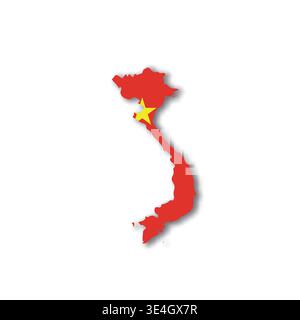 Vietnam - white 3D silhouette map of country area with dropped shadow on white background. Simple flat vector illustration. Stock Vector