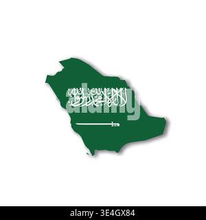 Saudi Arabia - white 3D silhouette map of country area with dropped shadow on white background. Simple flat vector illustration. Stock Vector