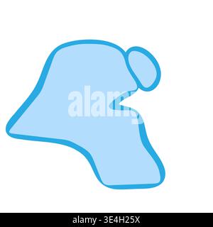 Kuwait country silhouette. Vector map silhouette. Blue smooth shape like water drop or splash Stock Vector
