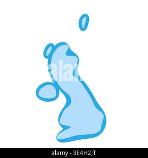 United Kingdom of Great Britain and Northern Ireland country silhouette. Vector map silhouette. Blue smooth shape like water drop or splash Stock Vector