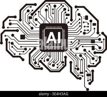 circuit board in the Cyborg brain, Artificial intelligence of digital human. vector illustration Stock Vector