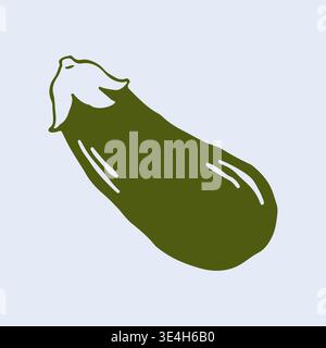 Artistic vector drawing of a single eggplant in a minimalist hand drawn style. Versatile vegetable line art suitable for healthy recipe blogs and Stock Vector