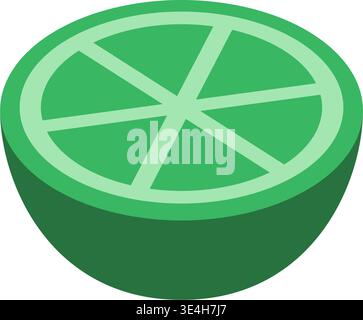 Isometric vector icon of a half lime isolated on white background for web design Stock Vector