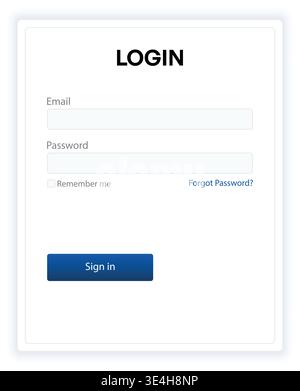 Minimal login screen design including email and password input fields with a forgot password link for account recovery. Clean and professional UI for Stock Vector
