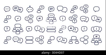 Linear AI Chatbot Icon Set Stock Vector