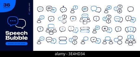 Linear AI Chatbot Icon Set Stock Vector