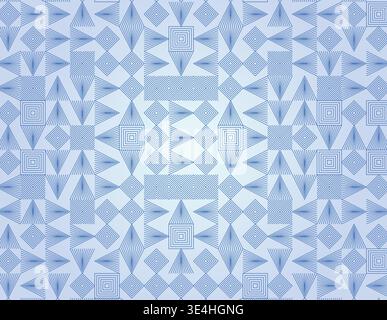 Luxury Art Deco Geometric Maze Background, Symmetrical Aztec Line Art Pattern, Premium Abstract Cyberpunk Vector Poster Template Stock Vector