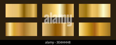 Gold gradients and copper Foil. Metallic Palette or swatch degrade. Shiny and polished bronze Vector backgrounds Stock Vector