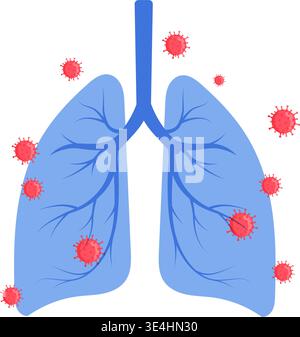 Human Lung With Virus Cells. Lung Infection Concept stock illustration Stock Vector