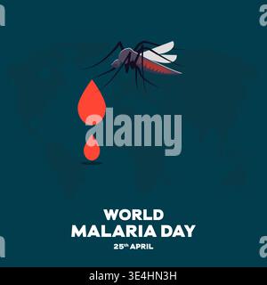 world malaria day illustration in flat design style Stock Vector