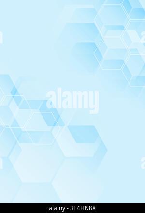 A clean, futuristic background featuring translucent blue hexagonal shapes and white outlines for modern tech designs. Stock Illustration. Stock Vector