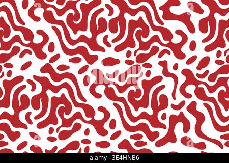 Creative background distorted lines. Decorative red and white striped design Stock Vector