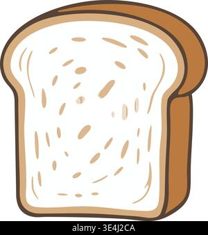 Simple illustration of a single slice of white bread with a golden brown crust and soft textured interior. Stock Vector
