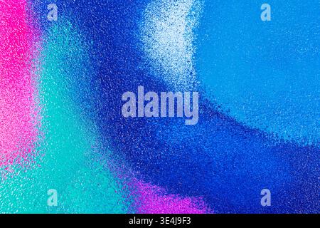 Vibrant abstract illustration of colored paint with soft blurring and grainy texture. Blue, teal and magenta gradients create a modern background for Stock Photo