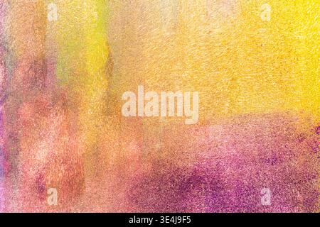 Abstract watercolor paint illustration with soft blurred texture and layered yellow, pink, and violet tones, creating a dreamy colored background for Stock Photo