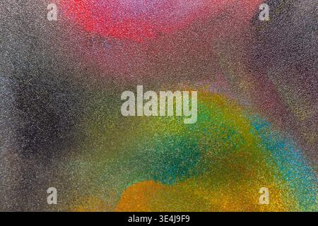 Abstract illustration of colored paint with soft blurring and grainy texture, blending red, green and blue tones into a modern artistic background for Stock Photo