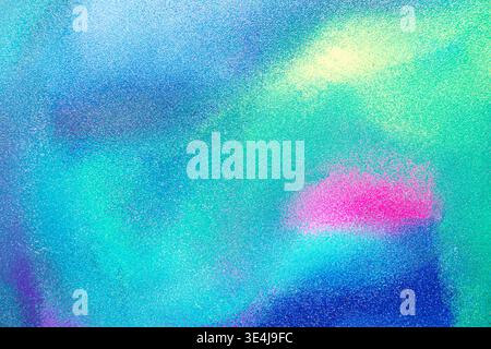 Abstract colored paint illustration with soft blurring and grainy texture, blending teal, blue, green and pink light for a dreamy modern background an Stock Photo
