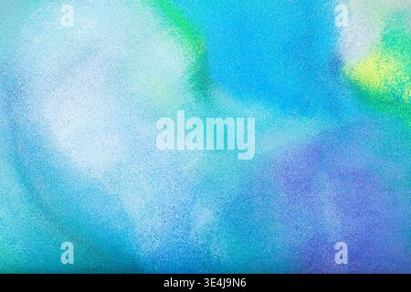 Abstract colored paint illustration with soft blurring and grain texture, blending blue, cyan, green and violet hues into a dreamy modern background f Stock Photo
