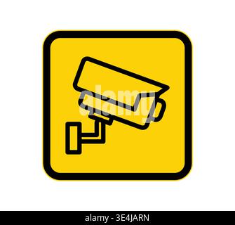 Iconic surveillance camera design on a bright yellow background, suitable for highlighting security measures, monitoring, and safety awareness across Stock Vector