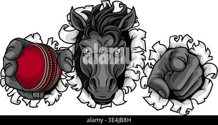 Horse Mustang Cricket Sports Team Mascot Stock Vector
