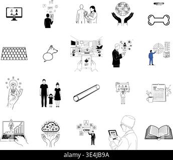 "A premium, extensive collection of professional vector line and glyph icons specifically curated for diverse business, modern technology Stock Vector