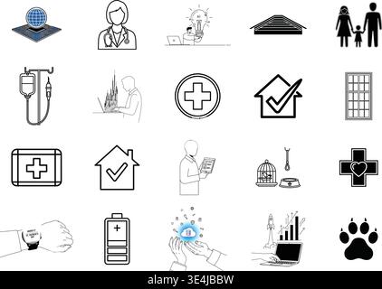 "A premium, extensive collection of professional vector line and glyph icons specifically curated for diverse business, modern technology Stock Vector