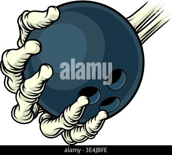 Skeleton Grim Reaper Hand Bowling Team Mascot Stock Vector