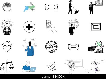 "A premium, extensive collection of professional vector line and glyph icons specifically curated for diverse business, modern technology Stock Vector