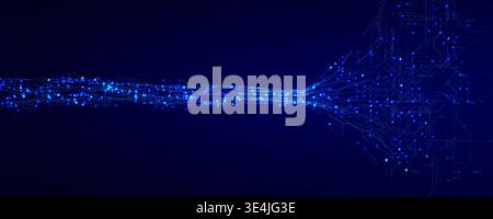 Dataflow AI Tech Light Line Background, Speed Digital Transformation, Abstract Pattern Data Neural Network Texture. Artificial Intelligence Transition Stock Vector
